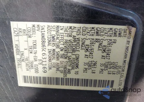 2005 Nissan Xterra Se from USA, damaged, VIN 5N1AN08U65C631169